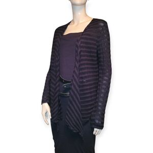 VTG CYC Whimsigoth Sheer Striped Waterfall Cardigan Black Medium